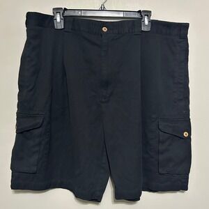 Island Republic Men's Shorts 42 Black Cargo Silk Cotton Blend Utility 39x9 Big
